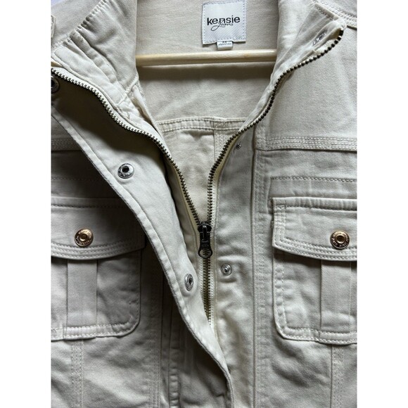 Kensie Jeans Womens Medium Military Cadet Cargo Utility Jacket Pockets Zip Close - Picture 7 of 7